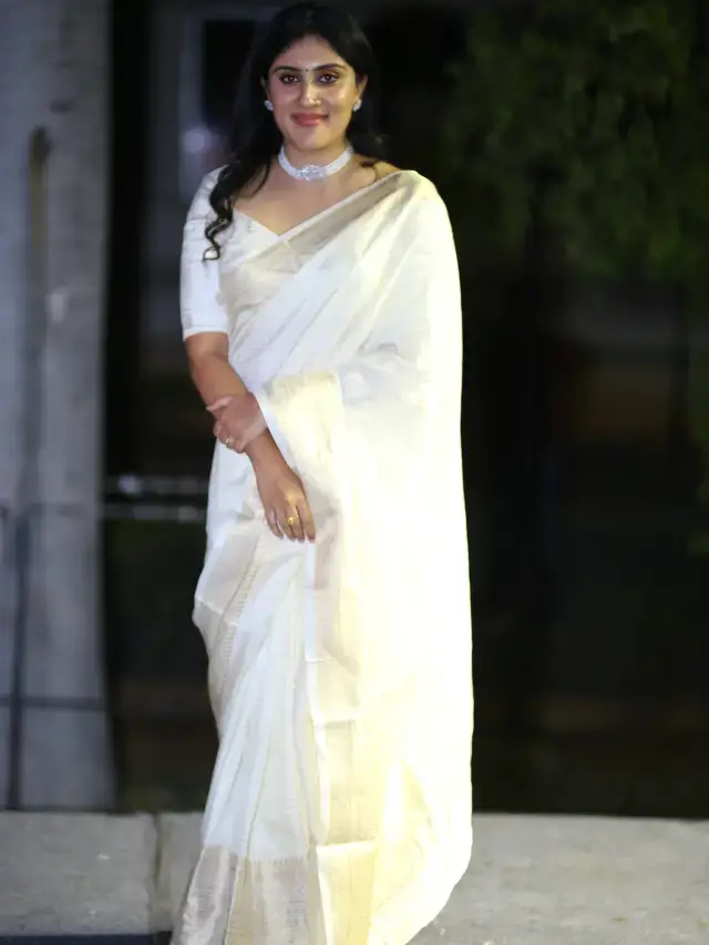 Dhanya Balakrishna Stills In White Saree Blouse